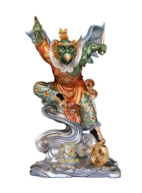 雷公雷震子神像黄铜客厅桌面摆件