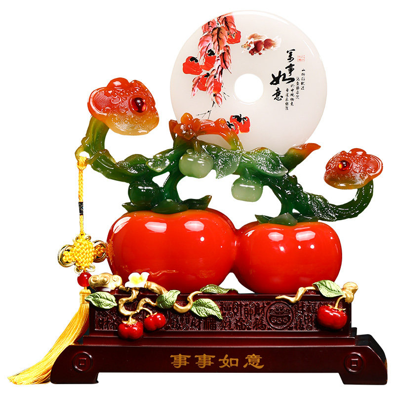 事事如意柿子摆件客厅玄关装饰