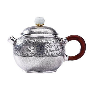 袖珍小银壶99纯银泡茶壶纯手工一张打中式复古缠枝莲宫灯西施壶