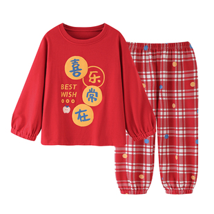 女童睡衣纯棉秋季2025新款初中生女孩长袖长裤套装儿童春秋家居服