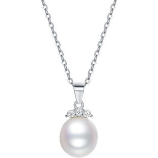 周六福项链女淡水珍珠链坠S925银优雅新年礼物送女友