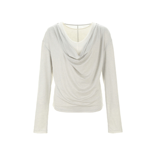 wana try天丝荡领两件套长袖2025夏季新品浅灰色简约休闲上衣女