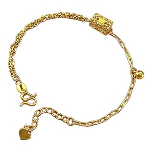 金包银手链足金足银男女手串蝴蝶玲兰拉丝蝴蝶珠边小蛮腰钱币光珠