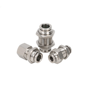 气动快接304不锈钢穿板快插直通PM金汉气源软管隔板转换快速接头