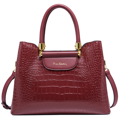 皮尔卡丹鳄鱼纹大容量通勤女包