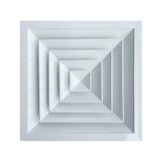 铝合金方形散流器调节阀中央空调风口吊顶百叶排风四面出风口定制