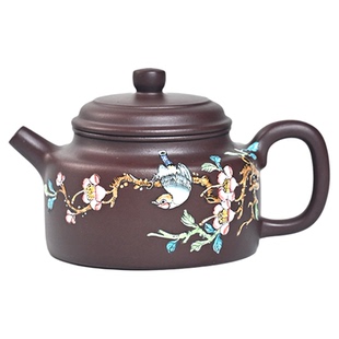 宜兴高端紫砂壶名家工艺师纯手工原矿老紫泥德钟珐琅彩壶家用茶具