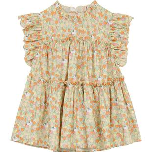 妖精的口袋花卉满印小飞袖衬衫女2025年夏季新款甜美减龄抽褶设计