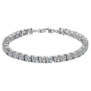 18K白金四爪牛头手链进口莫桑石满钻铂金手饰仿真钻石手镯过钻笔