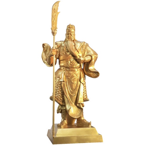 金色关羽玻璃钢雕塑寺庙工程铸铜神像大型关公贴金箔塑像摆件雕像