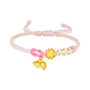 周大生两世莲花莲蓬黄金手链女足金转运珠硬金节日礼物送女友