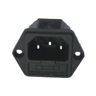 AC电源插座品字带保险丝插座3插带耳朵固定全铜电源插座 10A 250V