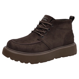 七匹狼男鞋冬季加绒保暖雪地靴英伦风系带防滑软底高级感工装靴W