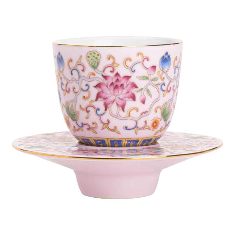 宫翎古典釉下彩中式奢华品茗杯