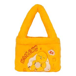 正版奶龙毛绒单肩女士包包大容量手提购物袋小众送闺蜜生日礼物潮