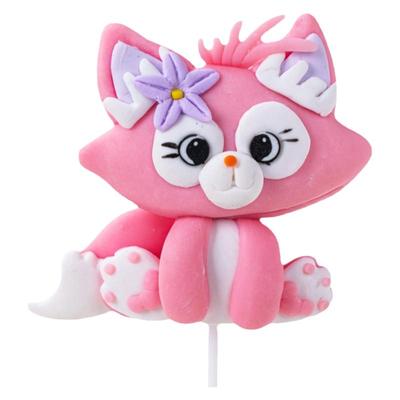 卡通粉色狐狸甜品台蛋糕插件