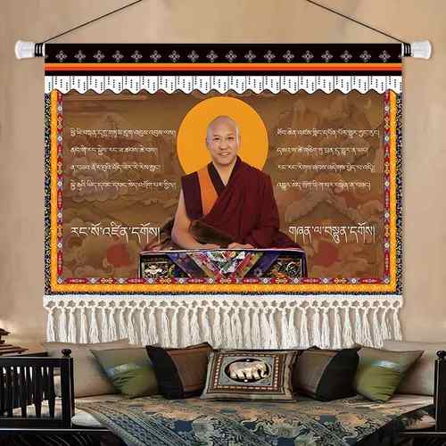 西藏吉祥八宝布艺挂画藏族元素花纹挂布民宿民族风装饰平面布画