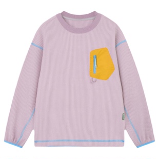 ebaer儿童运动卫衣2026春季新款男童口袋T恤女童抑菌套头衫速干衣