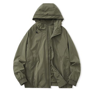 2025新款男士连帽夹克外套春秋款休闲百搭上衣潮流帅气男装衣服