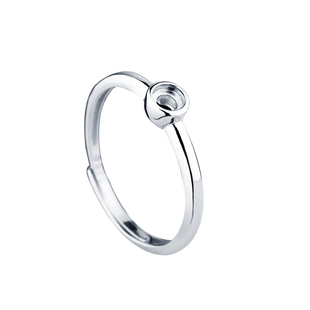 3*3 圆形戒托S925纯银戒指空托黄金色女银饰镶嵌蜜蜡绿松石戒托