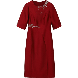 轻奢喜妈妈高端礼服2025秋季新款高级感喜婆婆婚宴装小个子连衣裙