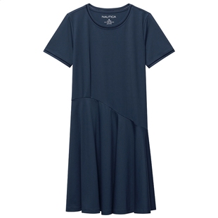 NAUTICA/诺帝卡女装夏季凉感透气时尚不对称下摆连衣裙32DO01
