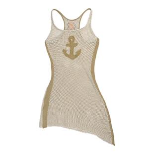 QSC原创设计纯棉网布透视朋克不规则毛边船锚工字背心连衣裙