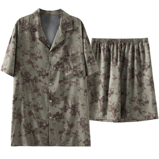 睡衣男夏季2025年新款冰丝短袖短裤男士夏天薄款可外穿家居服套装