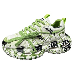 欧洲站2025新款男鞋厚底内增高老爹鞋男士秋冬个性运动鞋加绒潮鞋