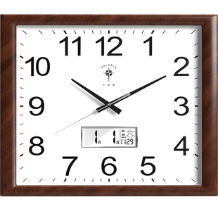 北极星客厅静音挂钟家用现代日历时钟表简约方形新款万年历石英钟