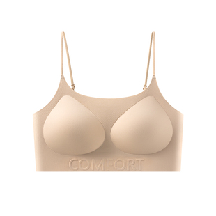 【达人直播专享】三枪粉底液文胸隐形无痕透气薄款聚拢细肩带内衣