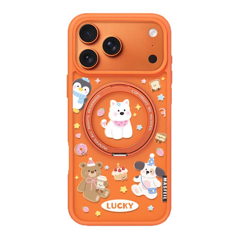 MASFEIL × 卡通动物派对适用苹果17promax手机壳iPhone17pro新款带支架ip17全包Fo5磁吸支点网红保护套