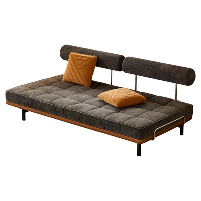 复古风实木沙发无扶手坐卧两用民宿酒店公寓小户型可躺久坐不累