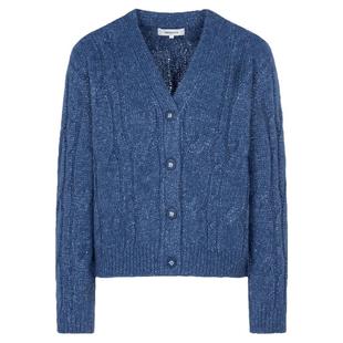 含绵羊毛 BEANPOLE滨波 女士休闲潮酷金属纱麻花V领针织开衫毛衣