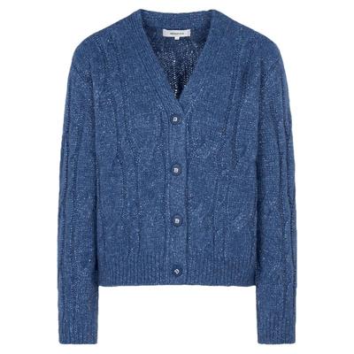 滨波金属纱V领针织开衫老钱风感