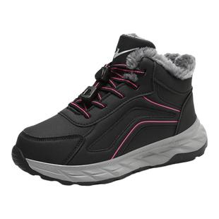 双星棉鞋女加绒保暖女鞋冬季皮面防水高帮运动鞋女软底休闲跑步鞋