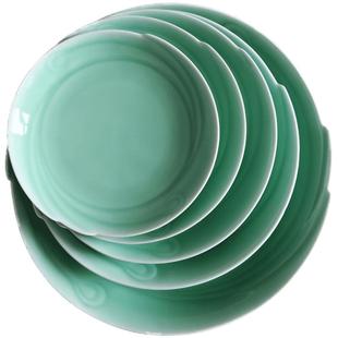 瓯江龙泉青瓷菜碟家用中式陶瓷盘吃饭碗汤碗醋碟汤匙筷枕凤羽餐具