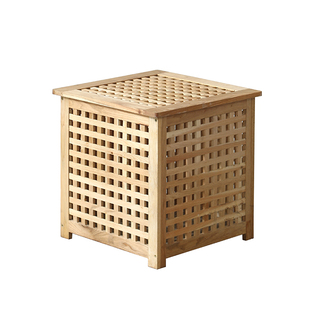 北欧风实木网格床头柜收纳茶几可坐民宿创意家具储物柜沙发边几