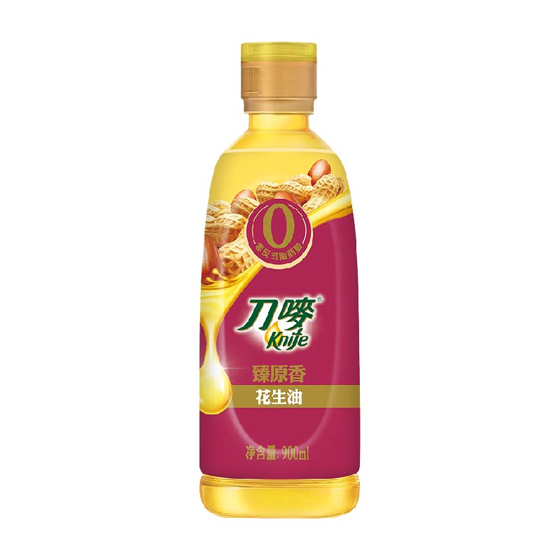 刀唛臻原香花生油0.9L物理压榨一级食用油900ml/瓶