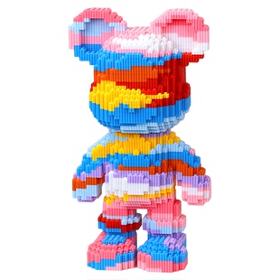 网红新款大圆头流体积木熊暴力熊玩具手工diy拼装礼物摆件女ins风