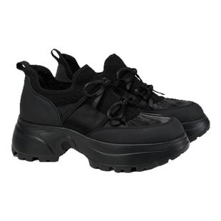 fed透气休闲鞋春季新款女鞋蝴蝶结老爹鞋黑色增高鞋女S0222-YA622