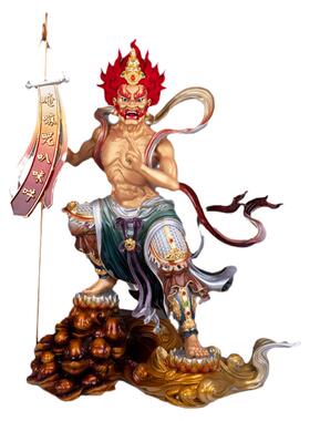 台湾黄铜彩绘面燃大士王菩萨摆件