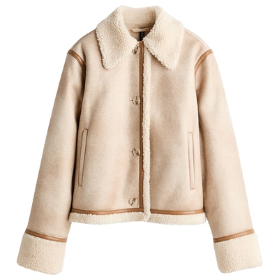 HM女装短外套女冬季冬冬泰迪绒短款夹克加厚保暖上衣1304168