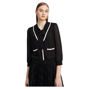 海兰丝棉质衬衫套头衫法式宫廷风V领通勤长袖衫上衣23年冬季新款