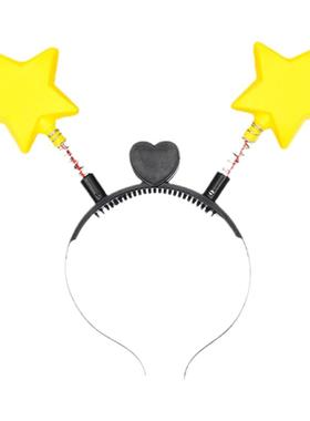 大人黄色弹簧荧光好看气氛有趣聚会舞会装扮闪亮发光头饰儿童男孩