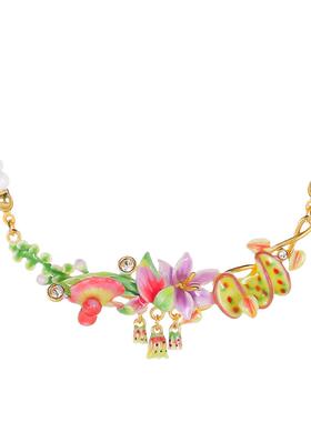 Juicy Grape热带花白蝶贝串珠项链女原创设计小众珐琅锁骨链礼物