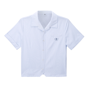 木禾jk衬衫条纹格纹原创设计直筒东大刺绣开襟短袖校供感夏季衬衣