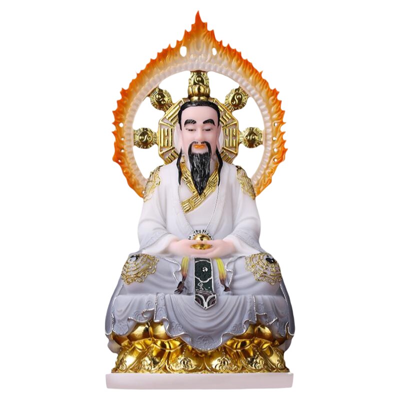 汉白玉全莲三清道祖师爷神像摆件