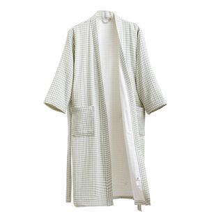 英夫仕高端纯棉纱布浴袍女成人吸水中大童睡袍四季可穿浴巾浴衣男