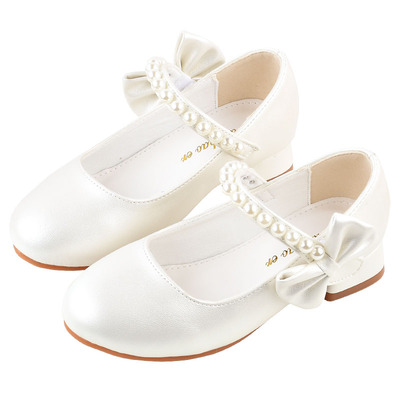 春秋女童白色高跟鞋儿童演出皮鞋